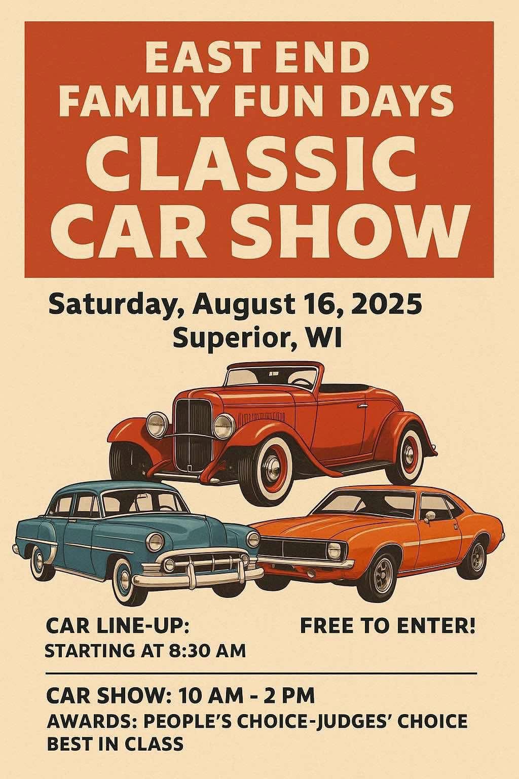 East End Family Fun Days Car Show – Superior – 8/16/2025