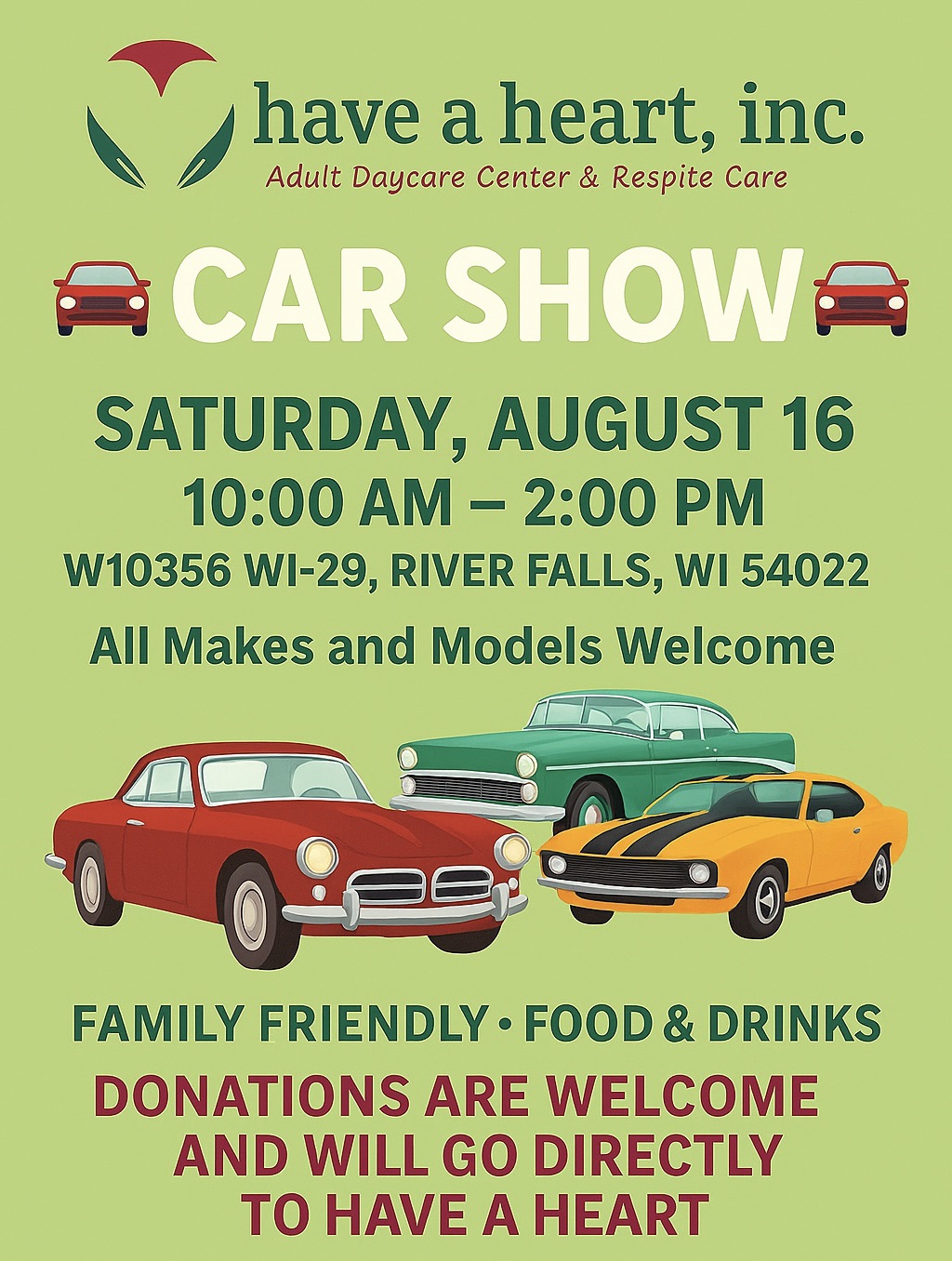 Have a Heart Car Show – River Falls – 8/16/2025