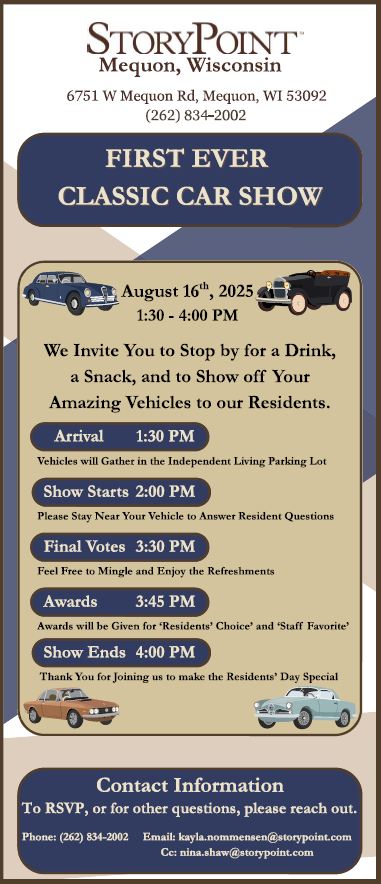 StoryPoint Car Show – Mequon – 8/16/2025