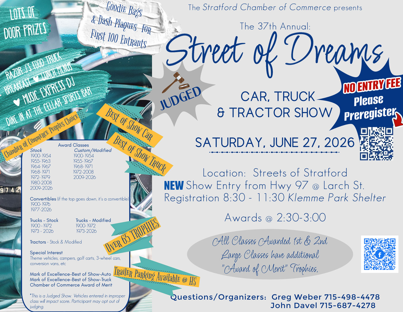 Street of Dreams Car Show – Stratford – 6/27/2026