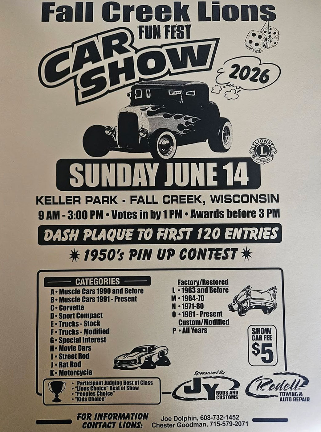 Fall Creek Lions Car Show – 6/14/2026