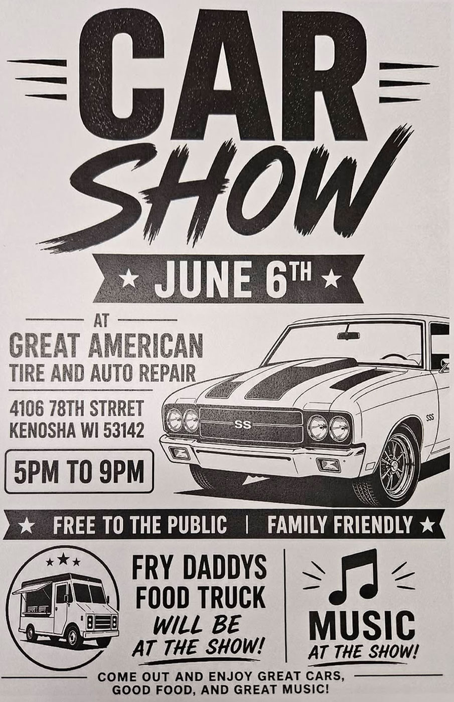 Great American Tire Car Show – Kenosha – 6/6/2026