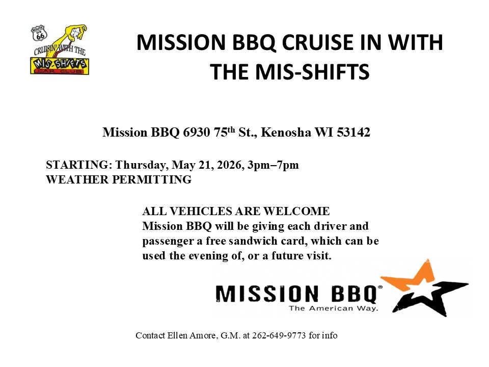 Mission BBQ Cruise In – Kenosha – 5/21/2026