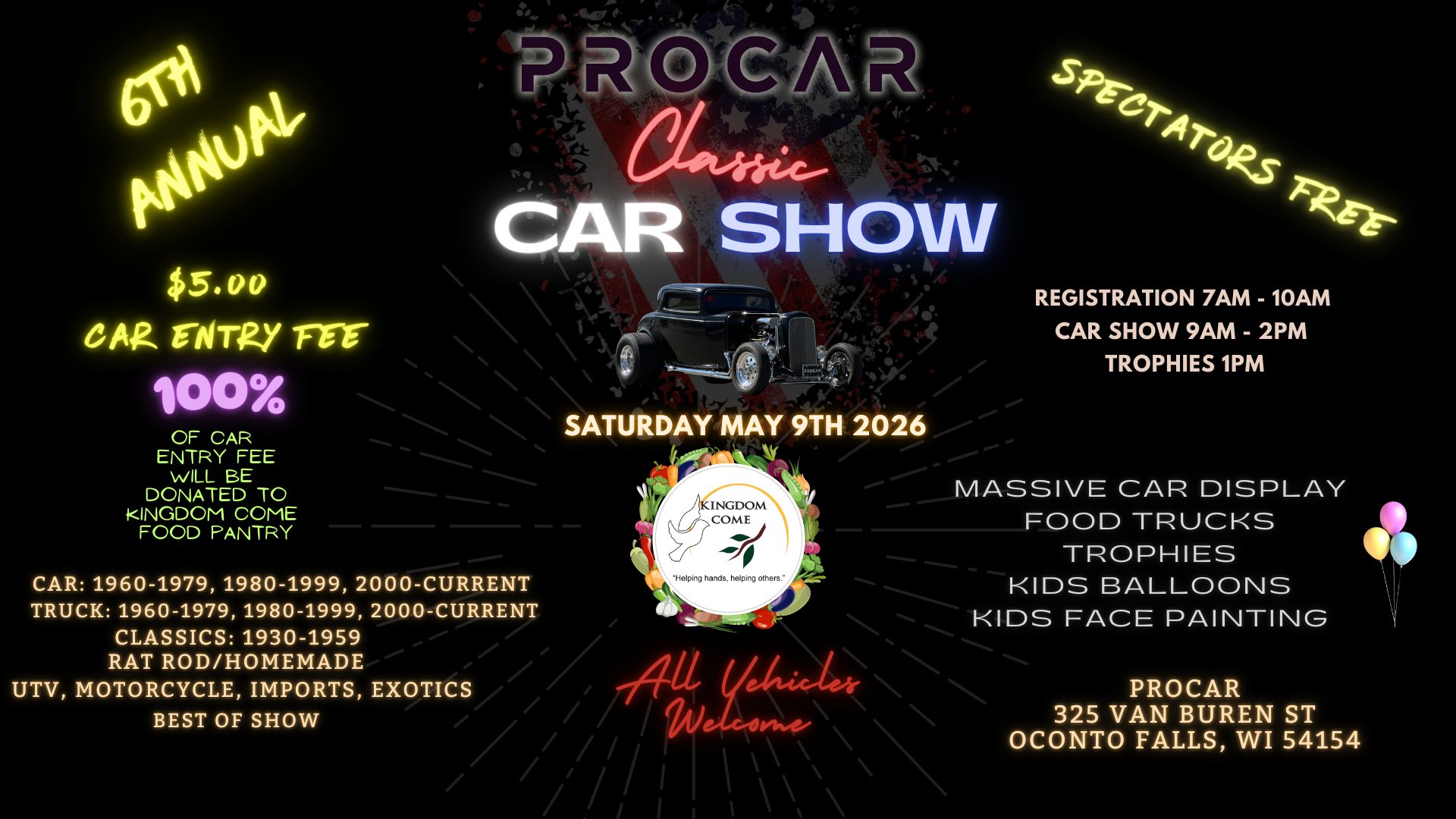 Procar Classic Car Show – Oconto Falls – 5/9/2026