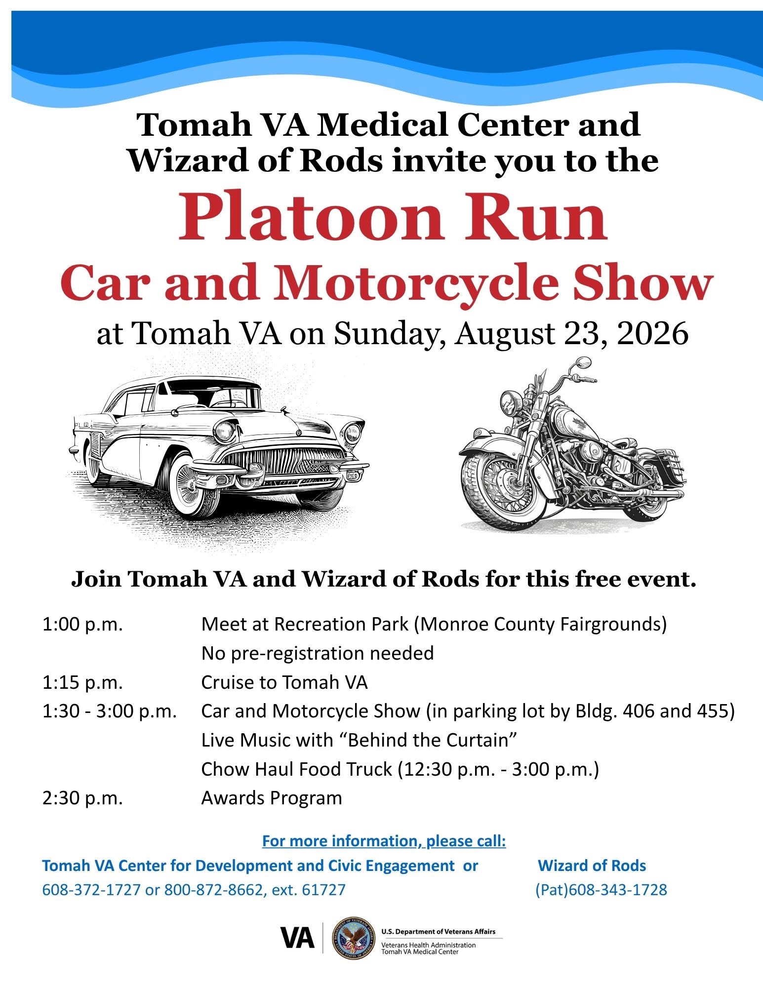 Platoon Run Car and Motorcycle Show – Tomah – 8/23/2026