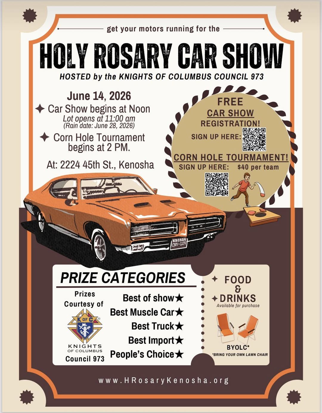 Holy Rosary Car Show – Kenosha – 6/14/2026