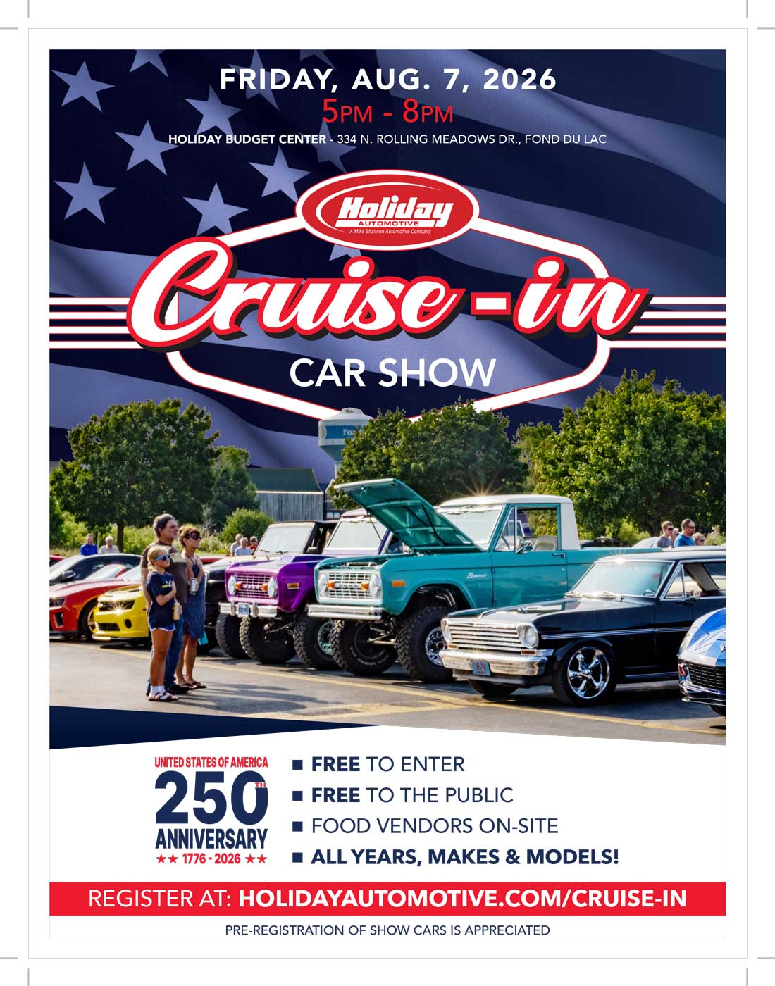 Holiday Cruise In Car Show – Fond du Lac – 8/7/2026