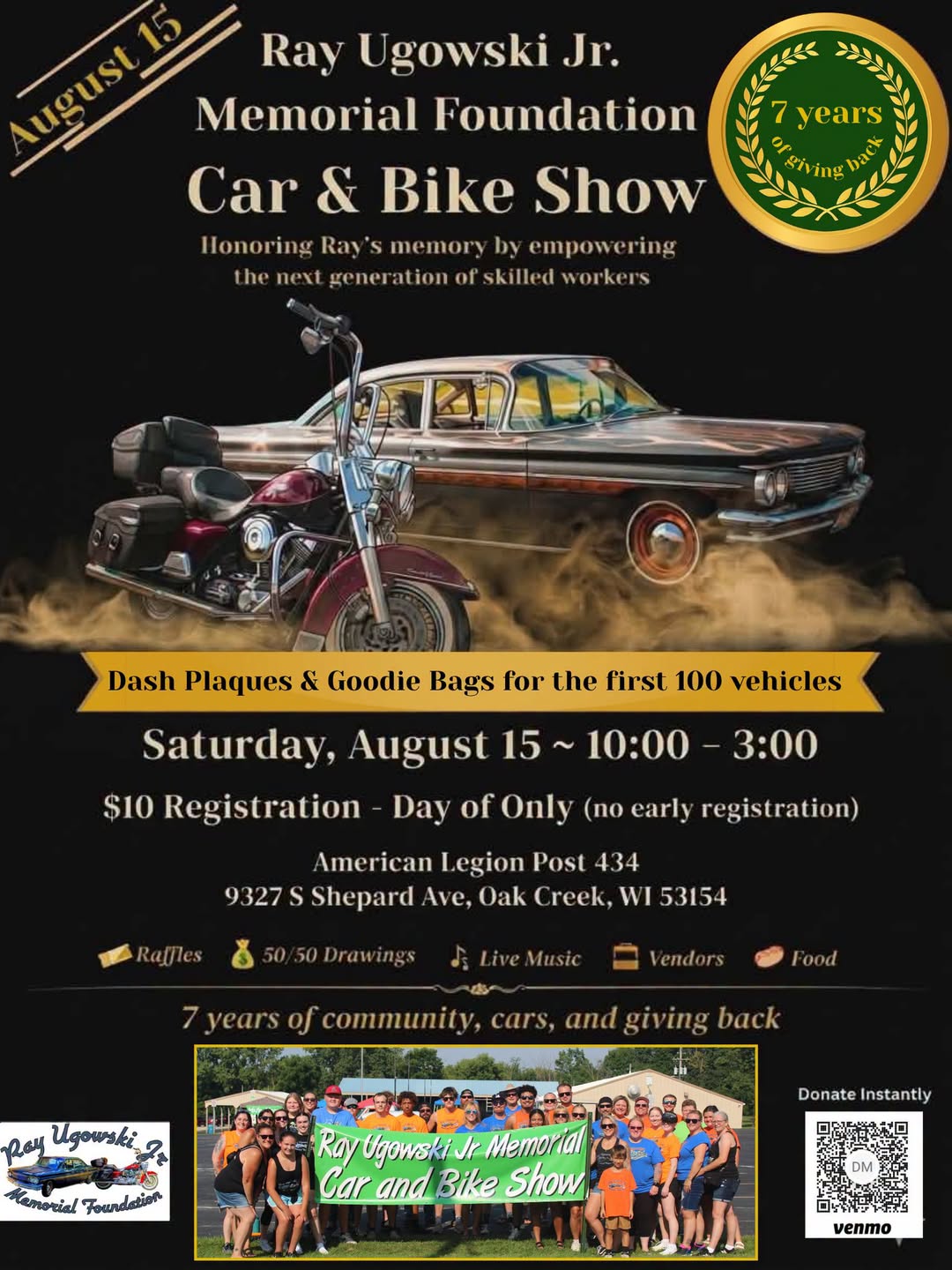 Ray Ugowski Memorial Car Show – Oak Creek – 8/15/2026