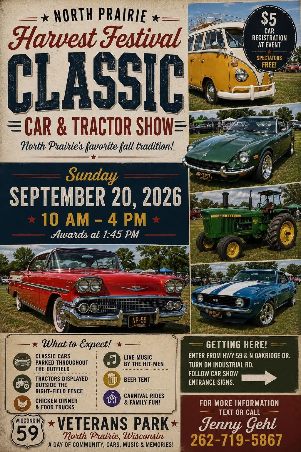 Harvest Festival Car & Tractor Show – North Prairie – 9/20/2026