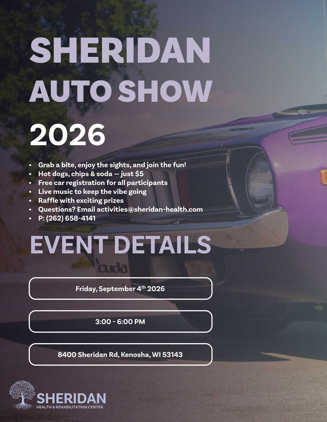Sheridan Health & Rehab Auto Show – Kenosha – 9/4/2026