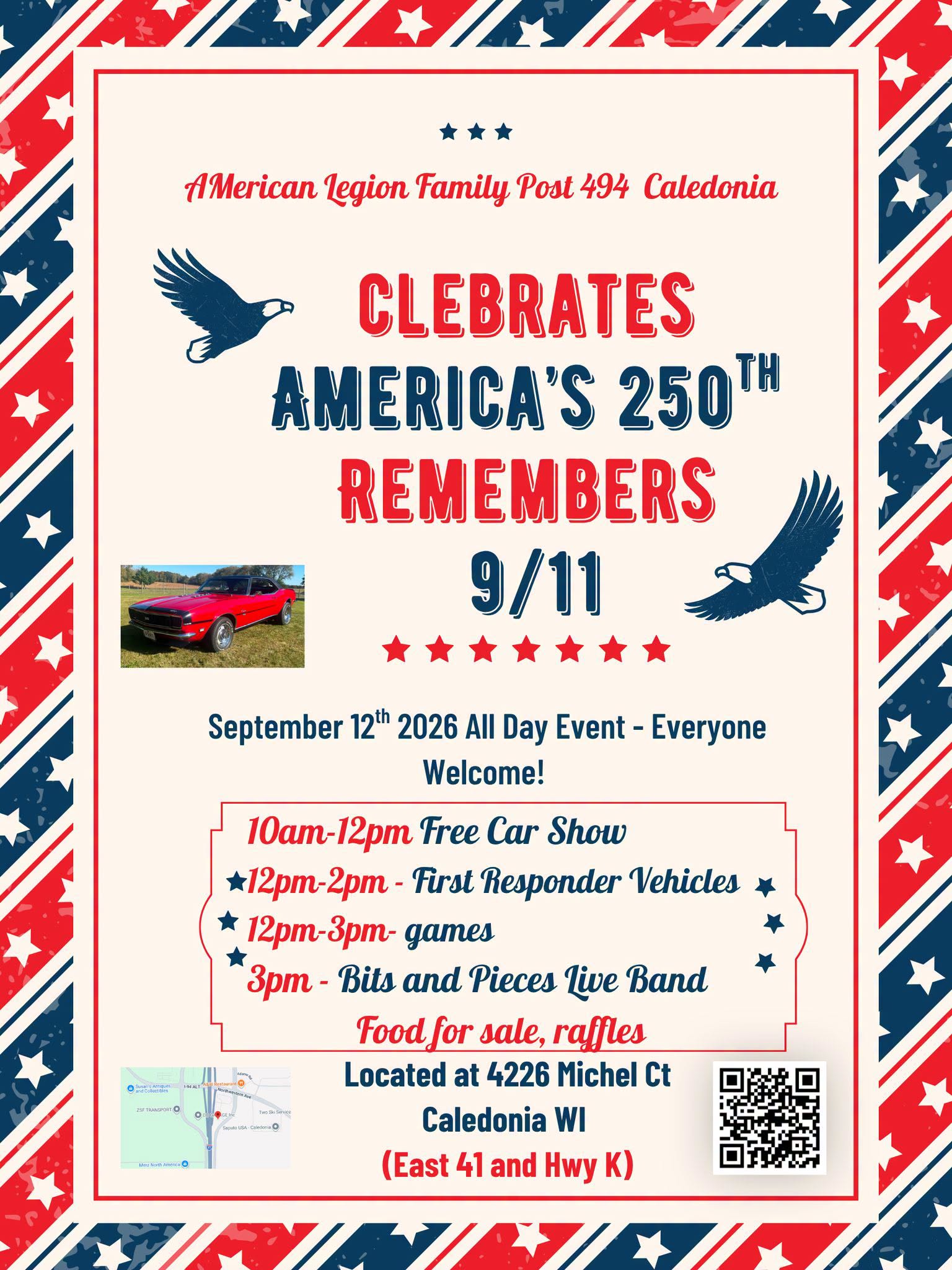 America’s 250th Remembers 9/11 Car Show – Franksville – 9/12/2026