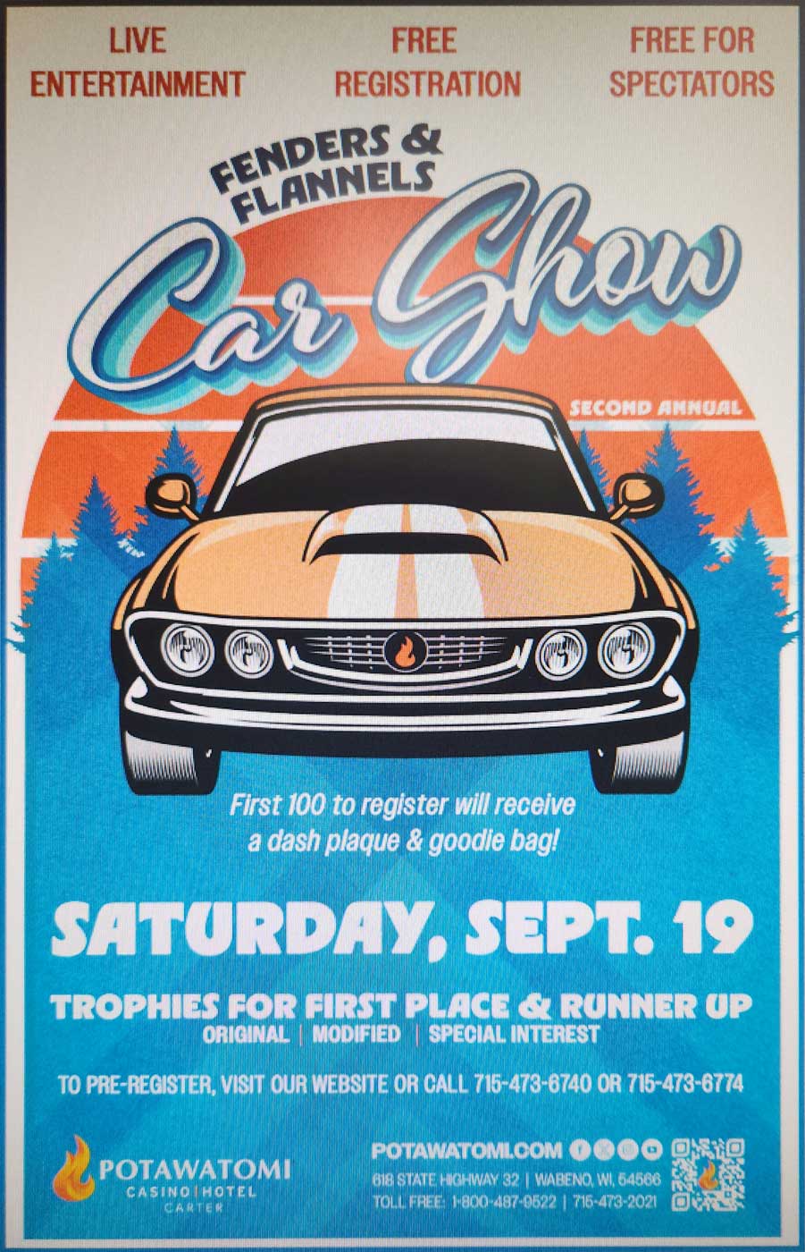 Fenders & Flannels Car Show – Potowatomi Carter – Wabeno – 9/19/2026