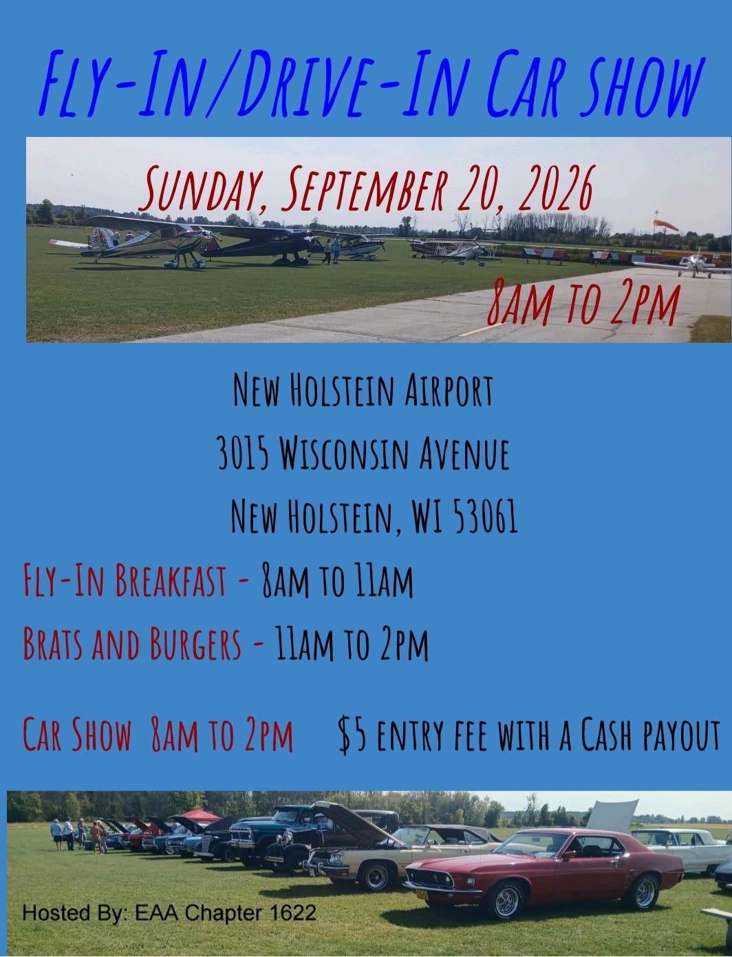 Drive In/Fly In Car Show – New Holstein – 9/20/2026