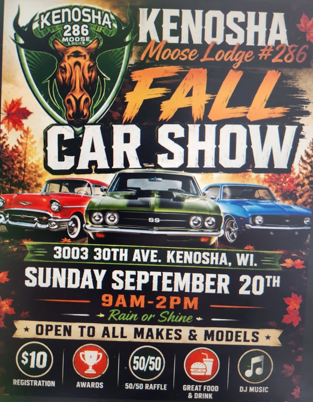 Kenosha Moose Fall Car Show – 9/20/2026