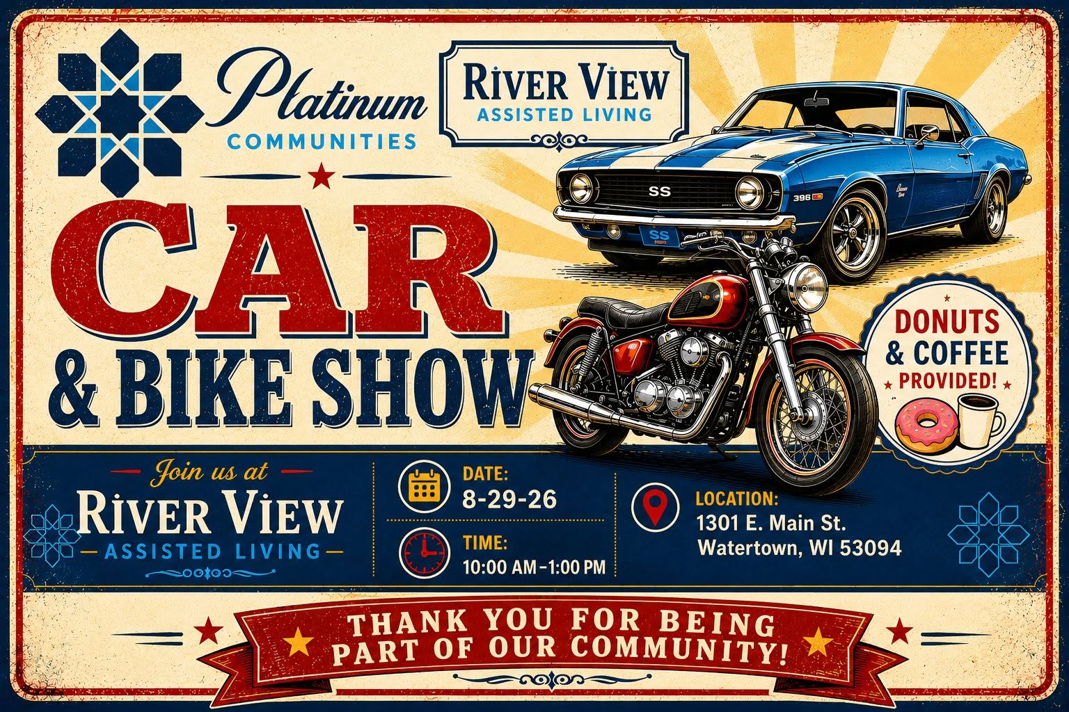 River View Car & Bike Show – Watertown – 8/29/2026